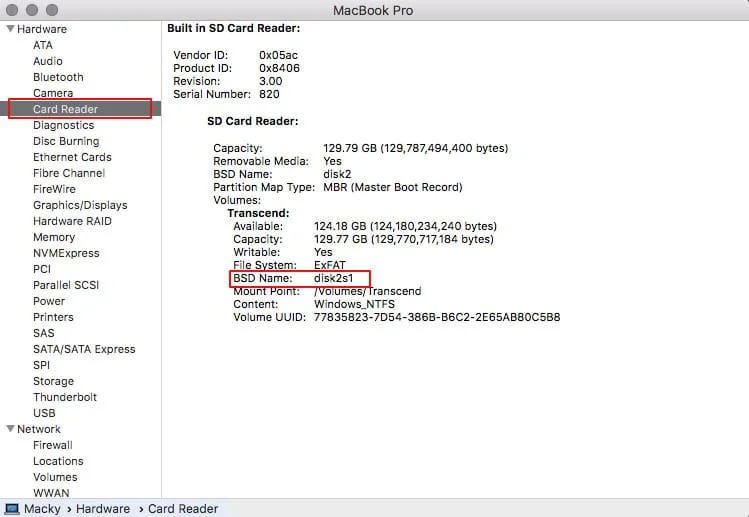 system report screenshot
