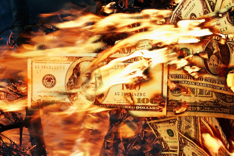 set money on fire