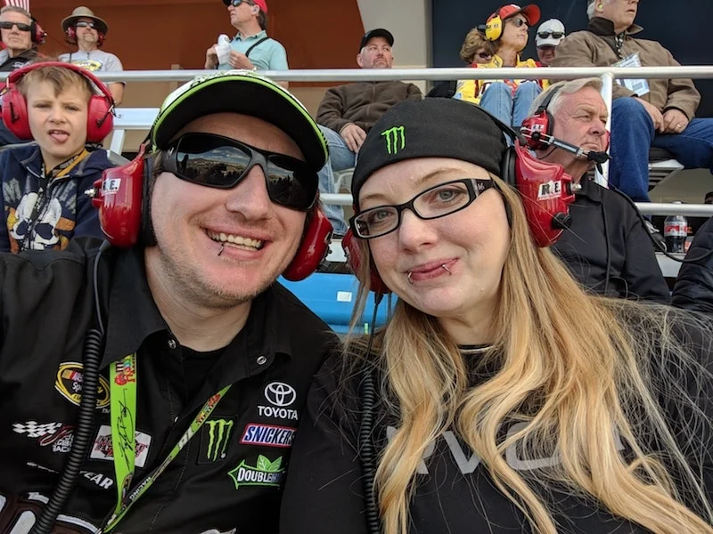 Russell Aaron at Nascar 2018 with jake and his special needs